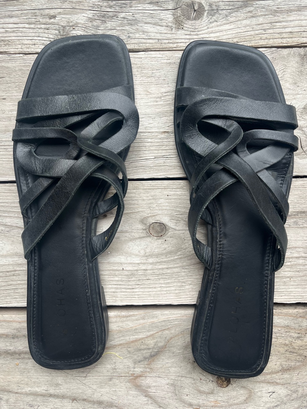 ALOHAS Made in Spain Black Leather Strappy Sandals EU 40